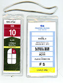 Most popular clear cruise luggage tag. Royal Caribbean thin cruise luggage tags and Carnival, Princess wider cruise luggage tag.  